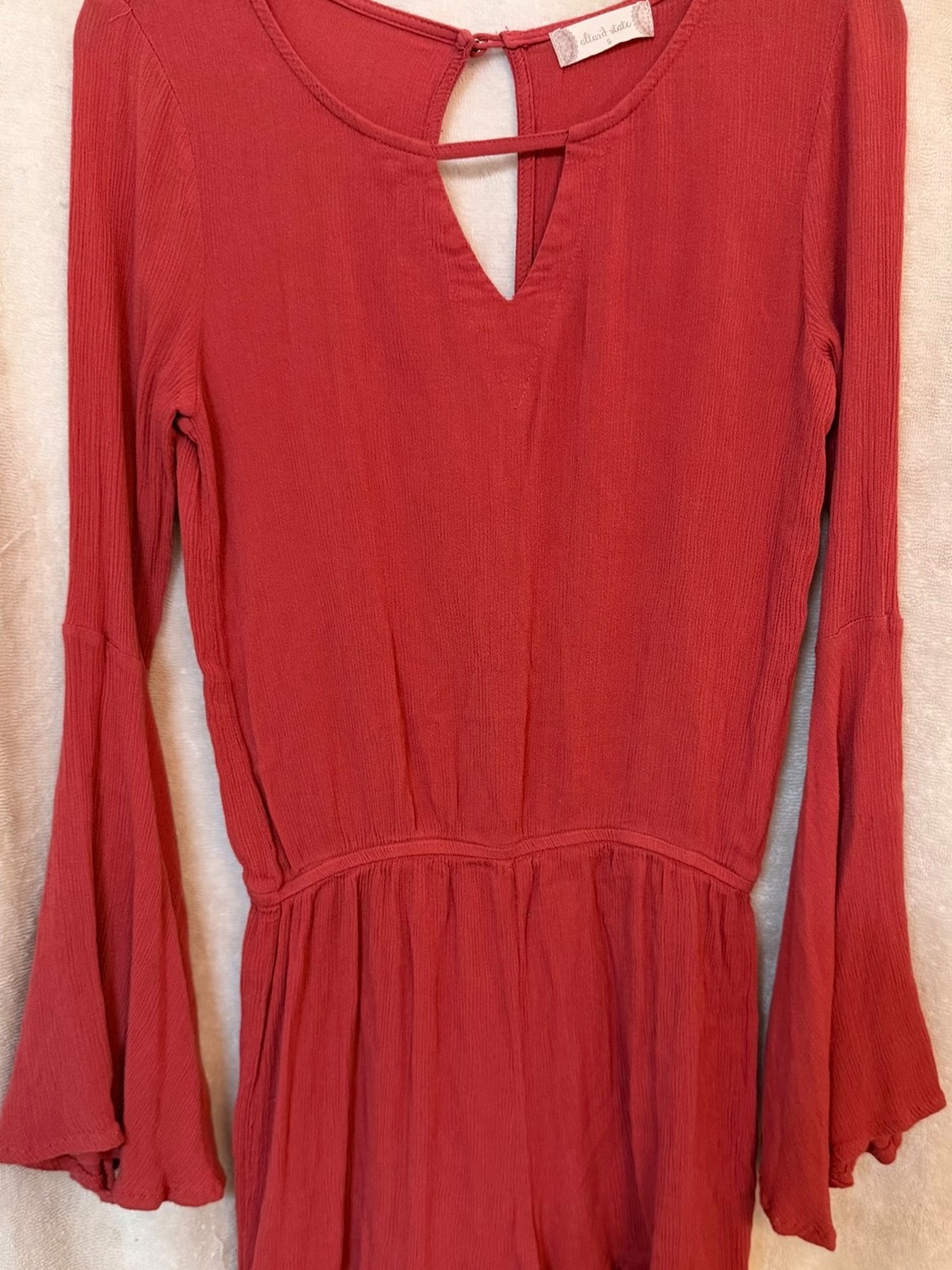 Coral Long-Sleeve Peasant Romper - Altar’d State